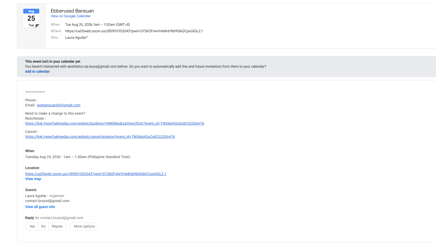 Google Calendar integration
